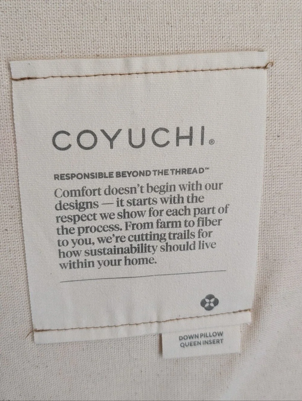 nwt $228 COYUCHI queen down pillow